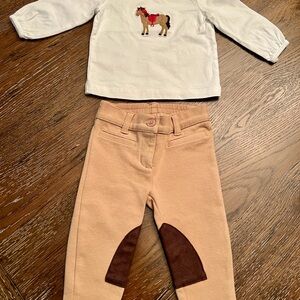 Janie and Jack Horse Embroidered Top and Riding Pants Set